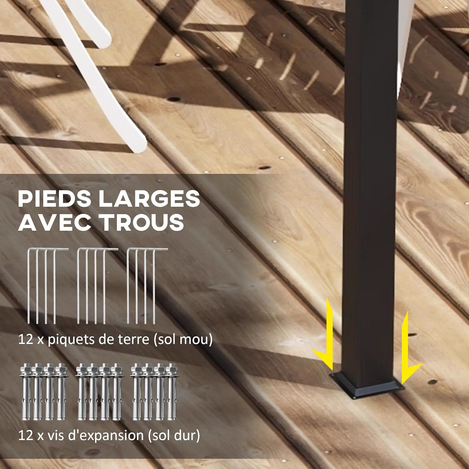 Pergola en aluminium gris 3,6x6 m rétractable vue 5