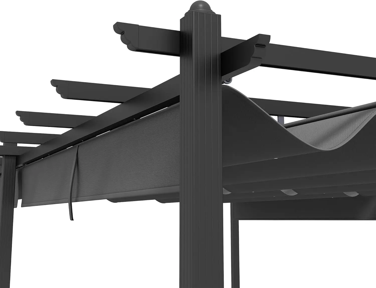 Pergola en aluminium gris 3,6x6 m rétractable vue 6
