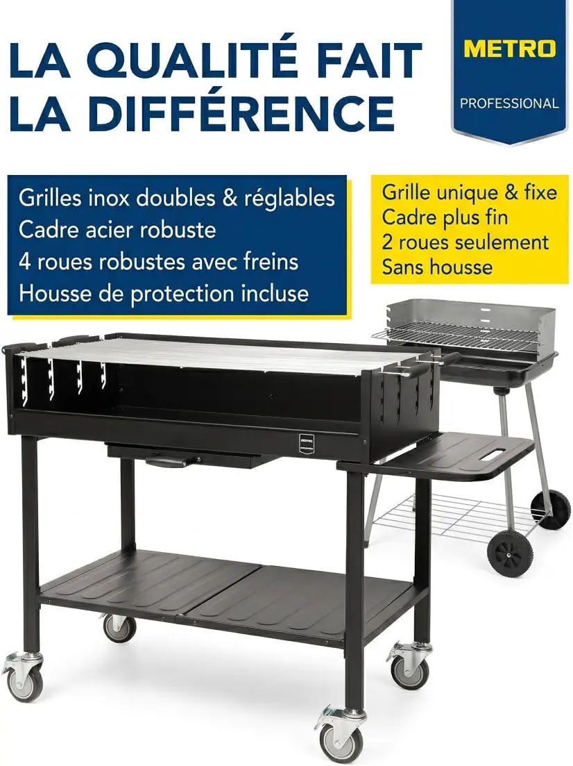 Barbecue à charbon en bois noir vue 5