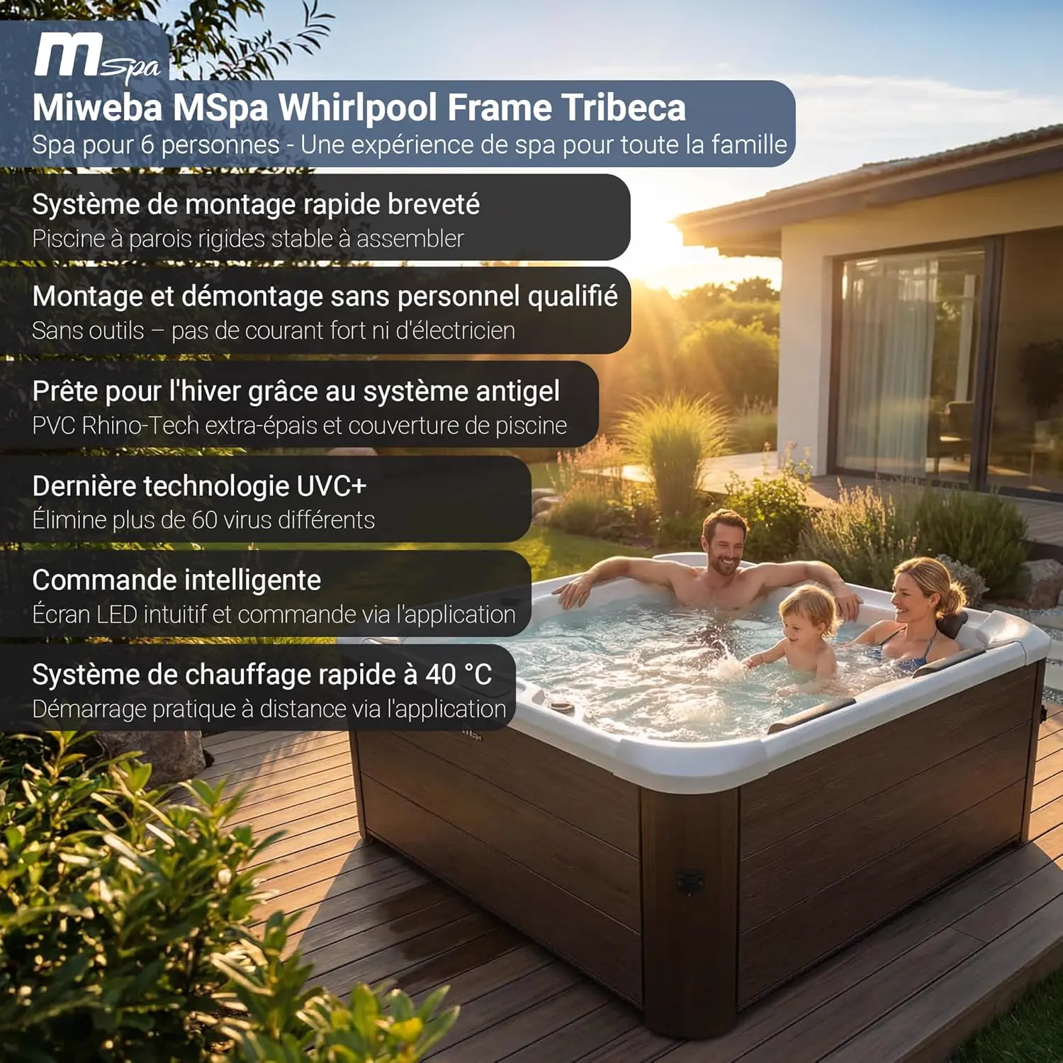 Spa gonflable 6 personnes 6 places en bois vue 2