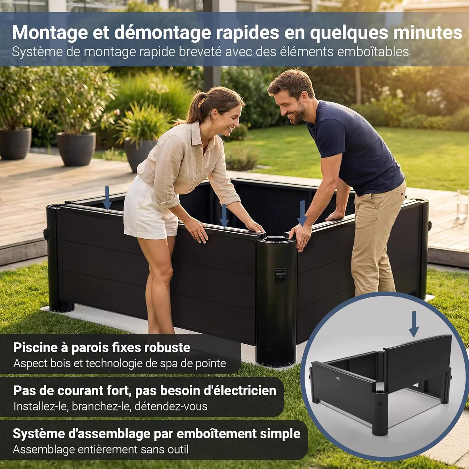 Spa gonflable 6 personnes 6 places en bois vue 3