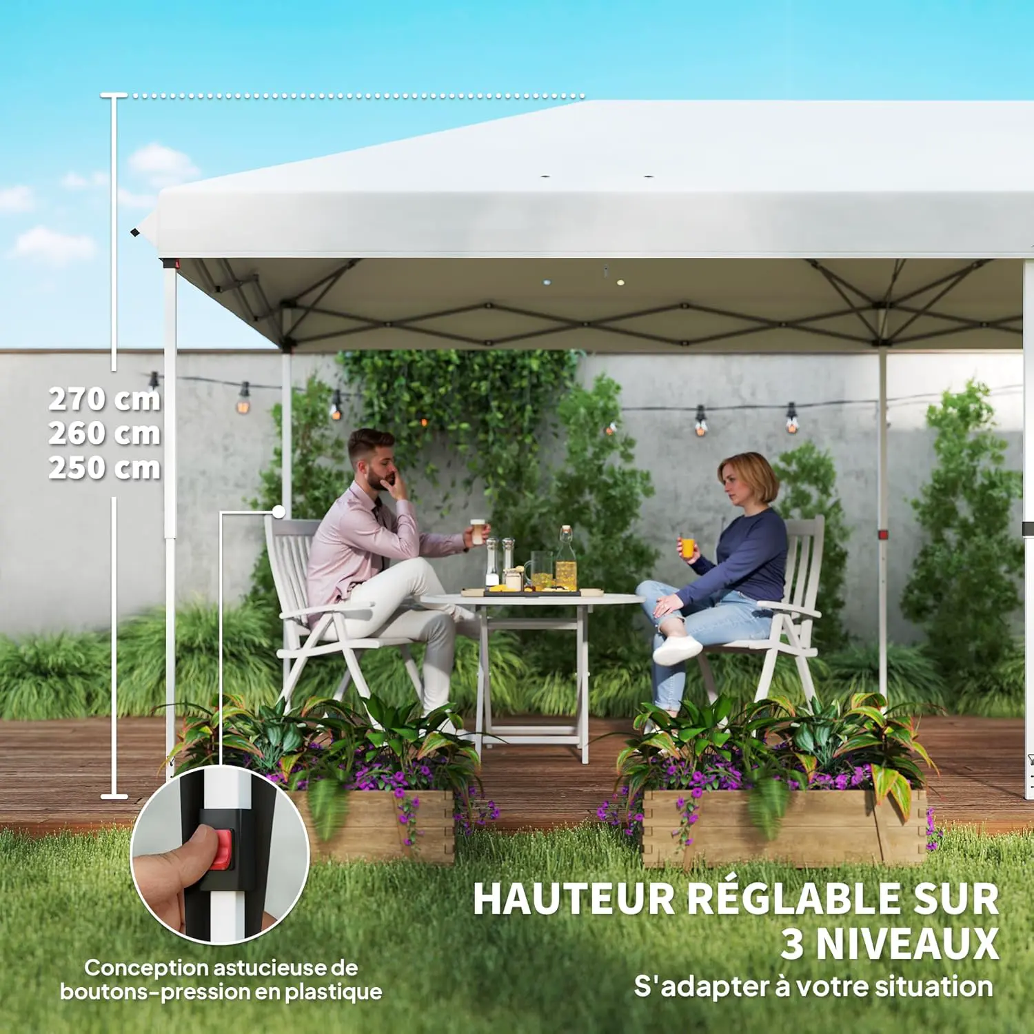 Tonnelle en métal blanc 3x6 m vue 4