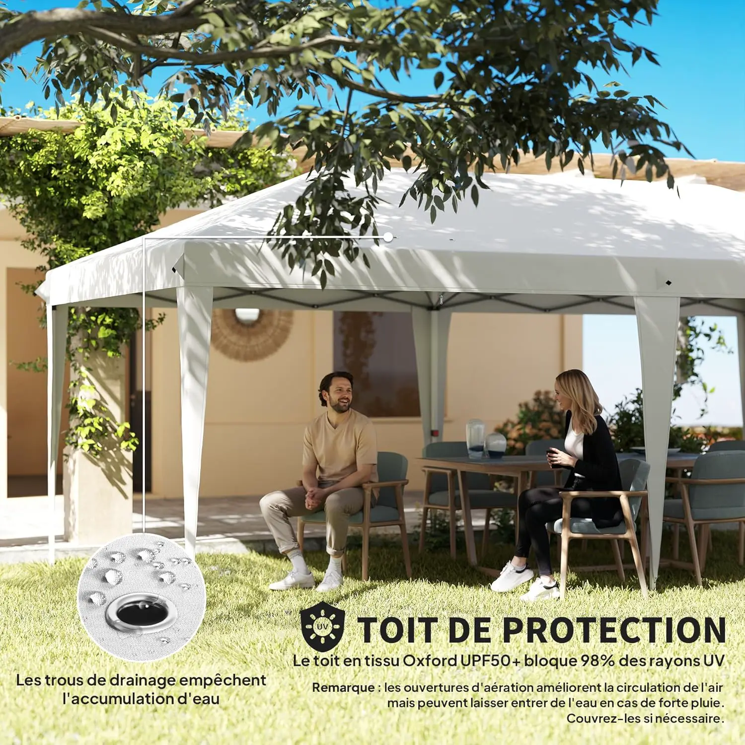 Tonnelle en métal blanc 3x6 m vue 5