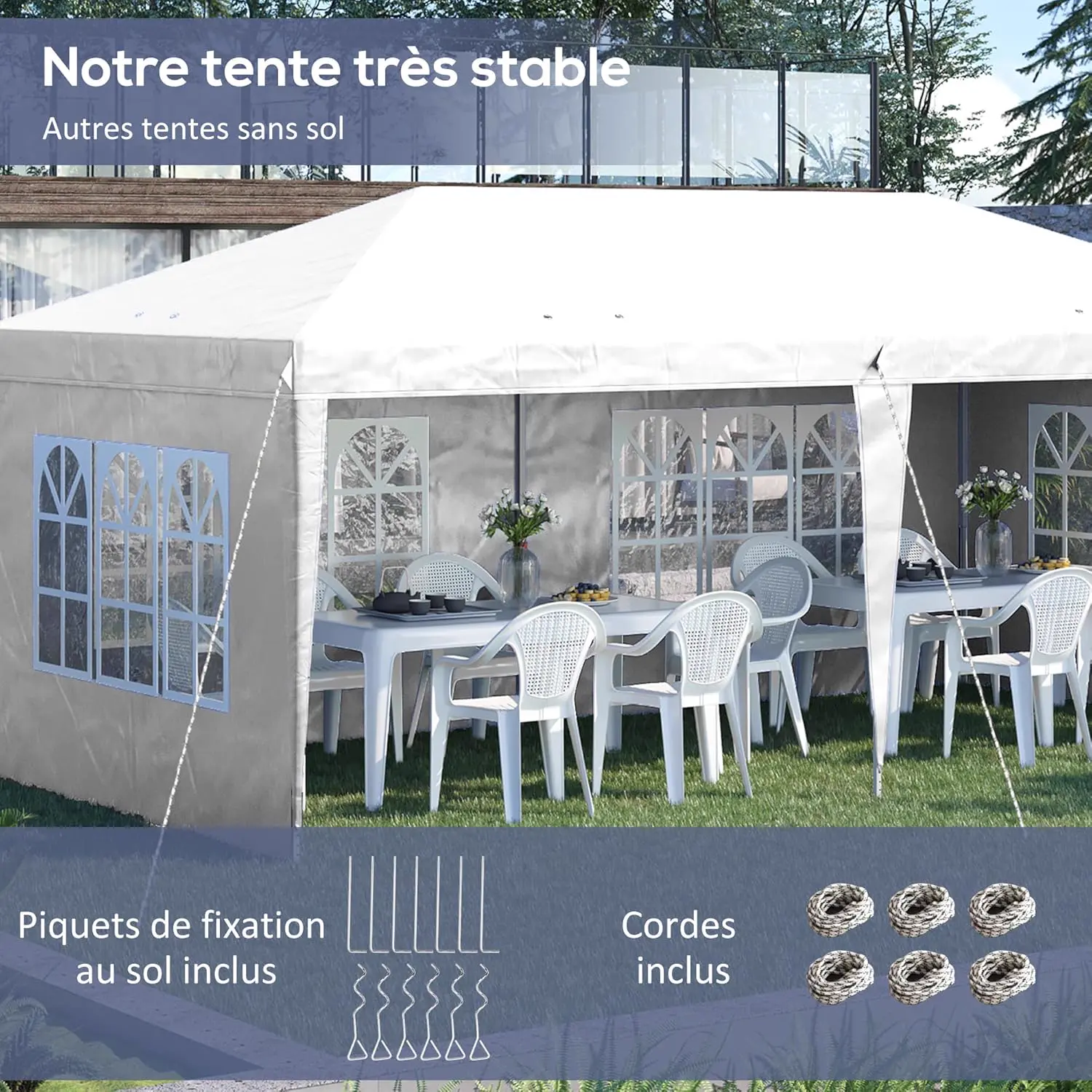 Tonnelle blanc 3x6 m vue 4