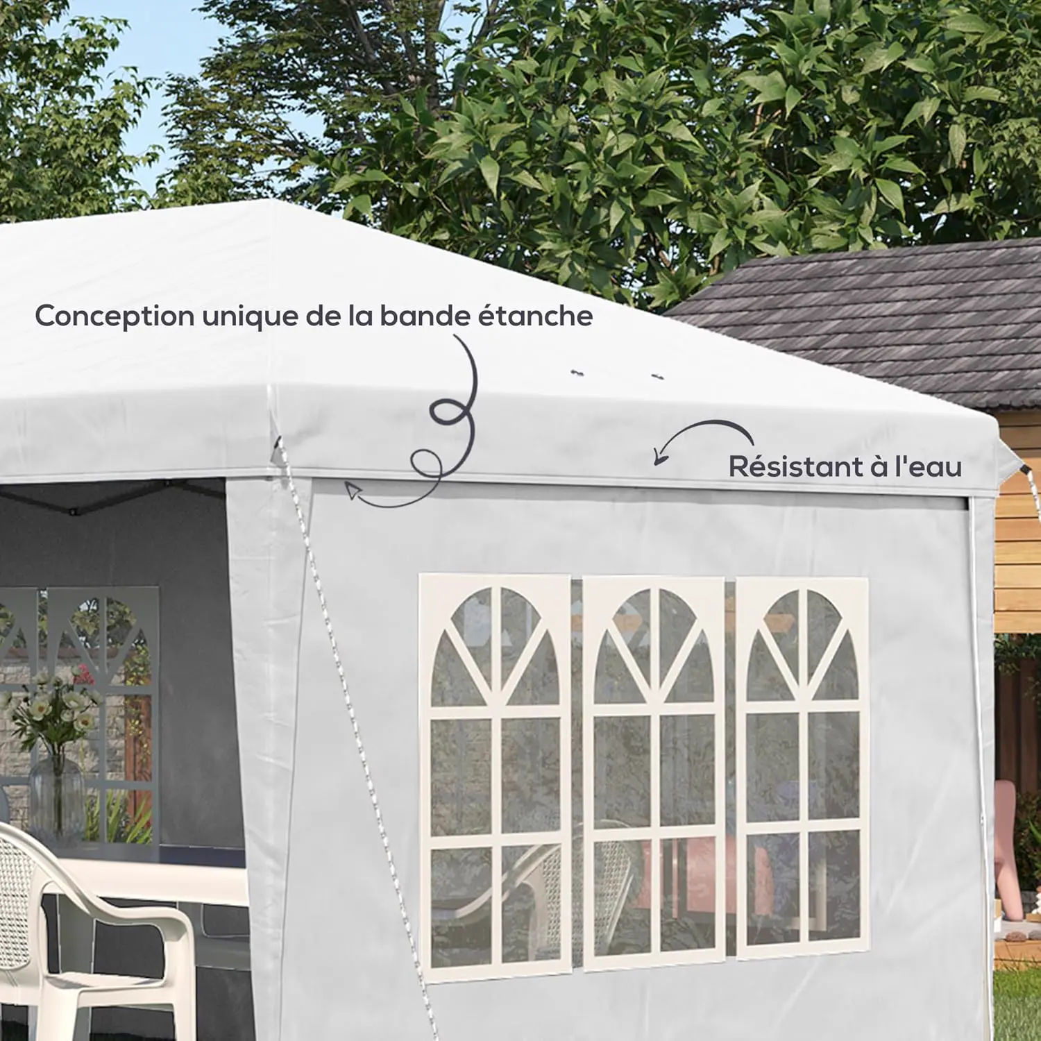 Tonnelle blanc 3x6 m vue 5