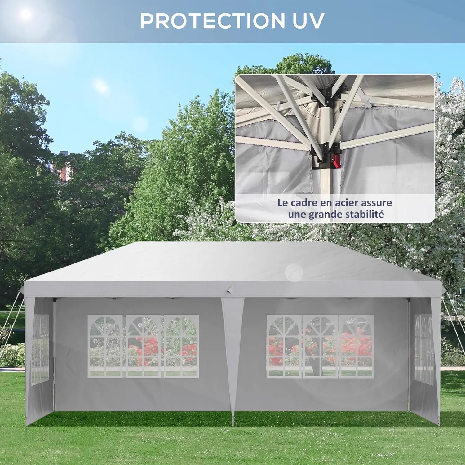 Tonnelle blanc 3x6 m vue 6