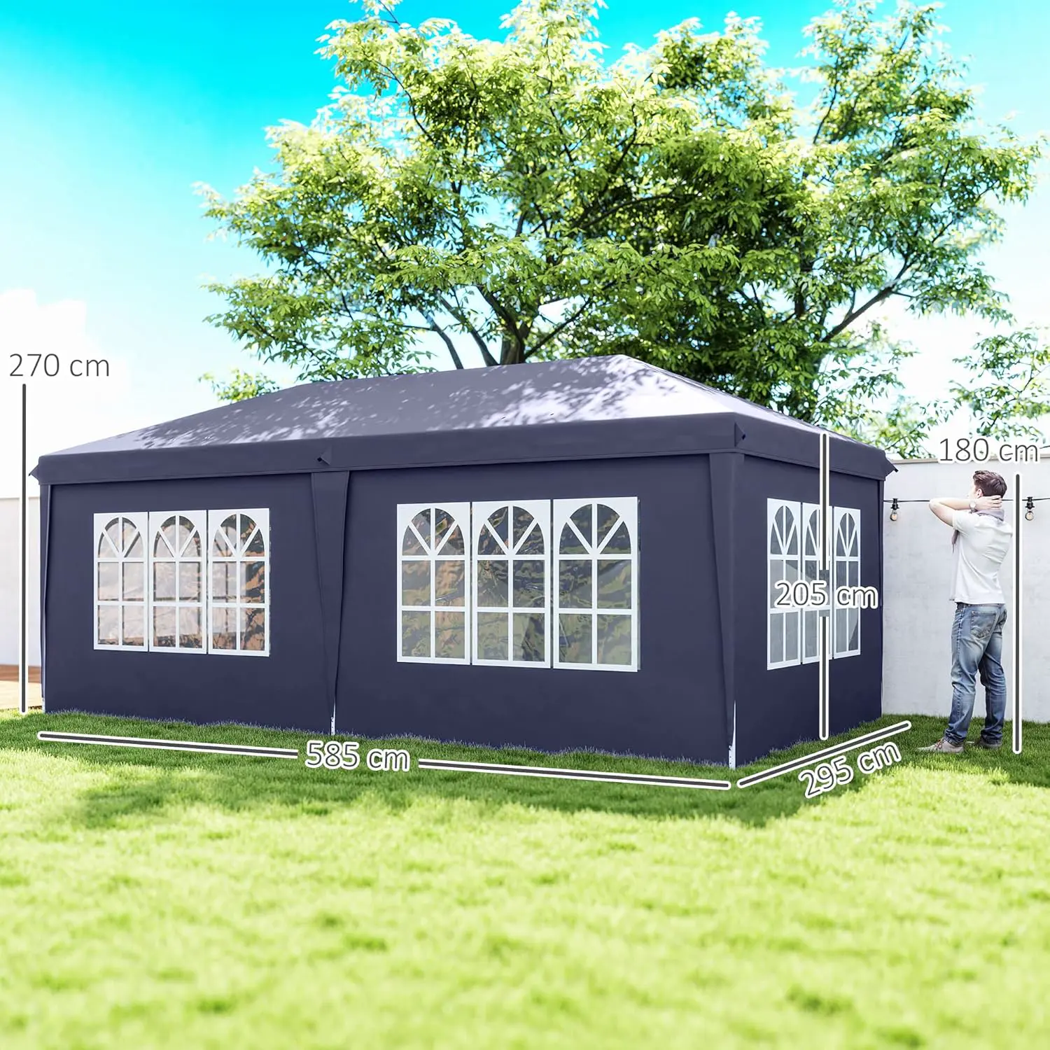 Tonnelle en métal bleu 3x6 m vue 7