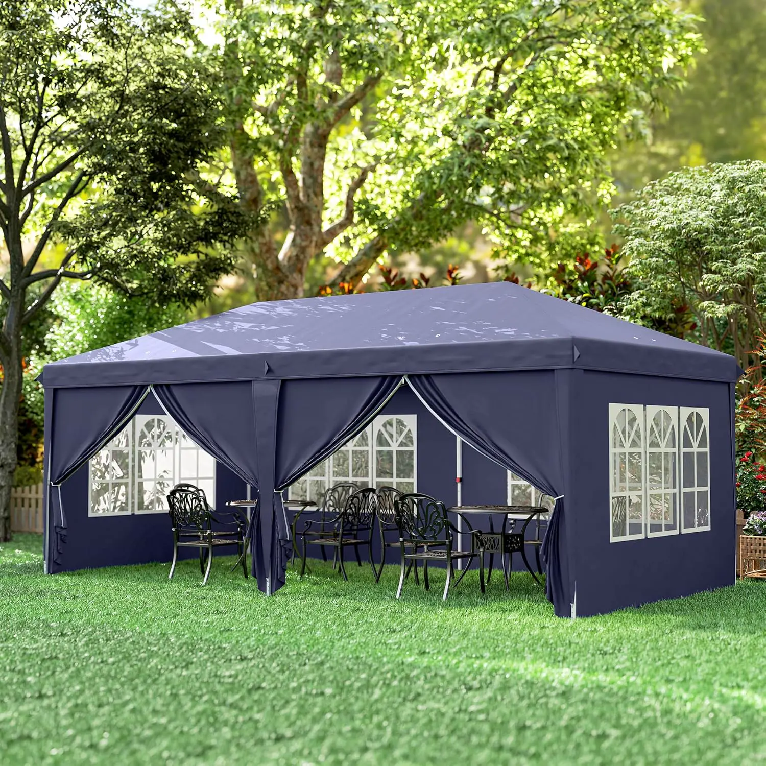 Tonnelle en métal bleu 3x6 m vue 9