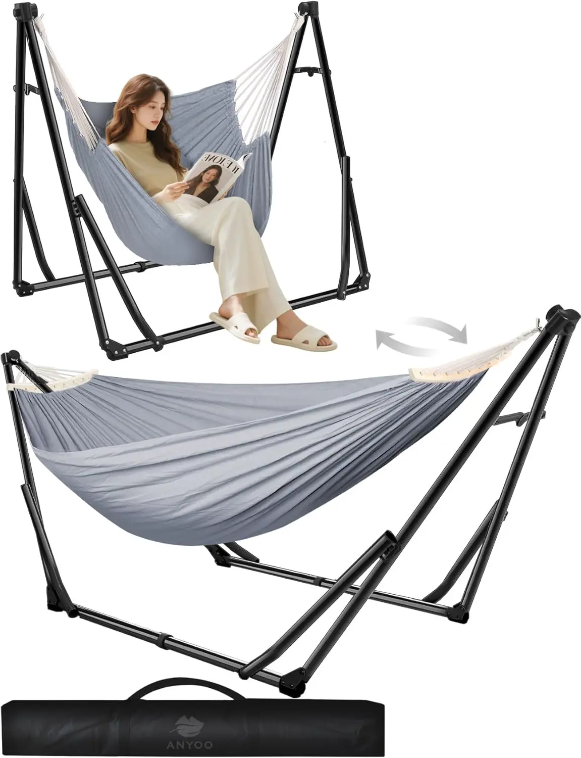Fauteuils suspendus en métal gris vue 1