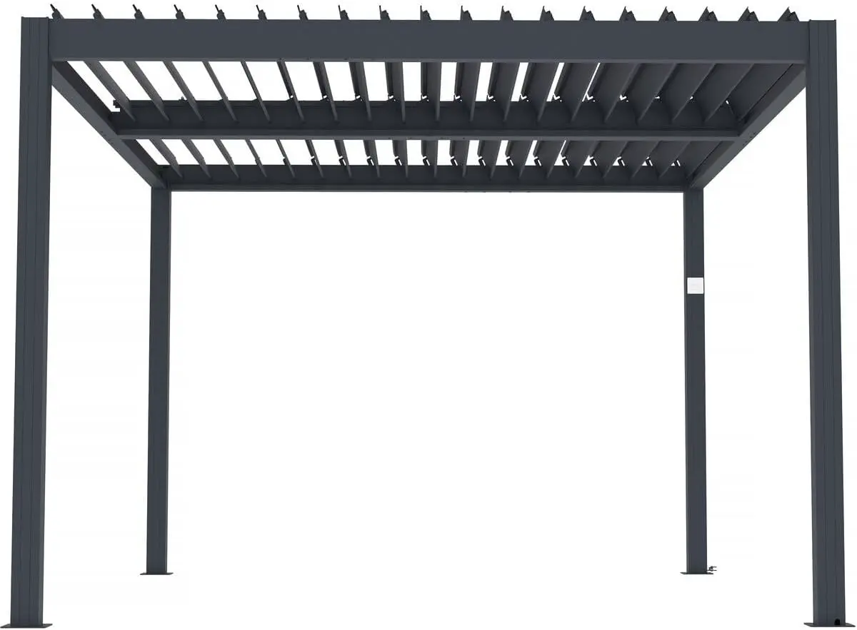 Pergola en aluminium gris 3x4 m motorisée vue 3