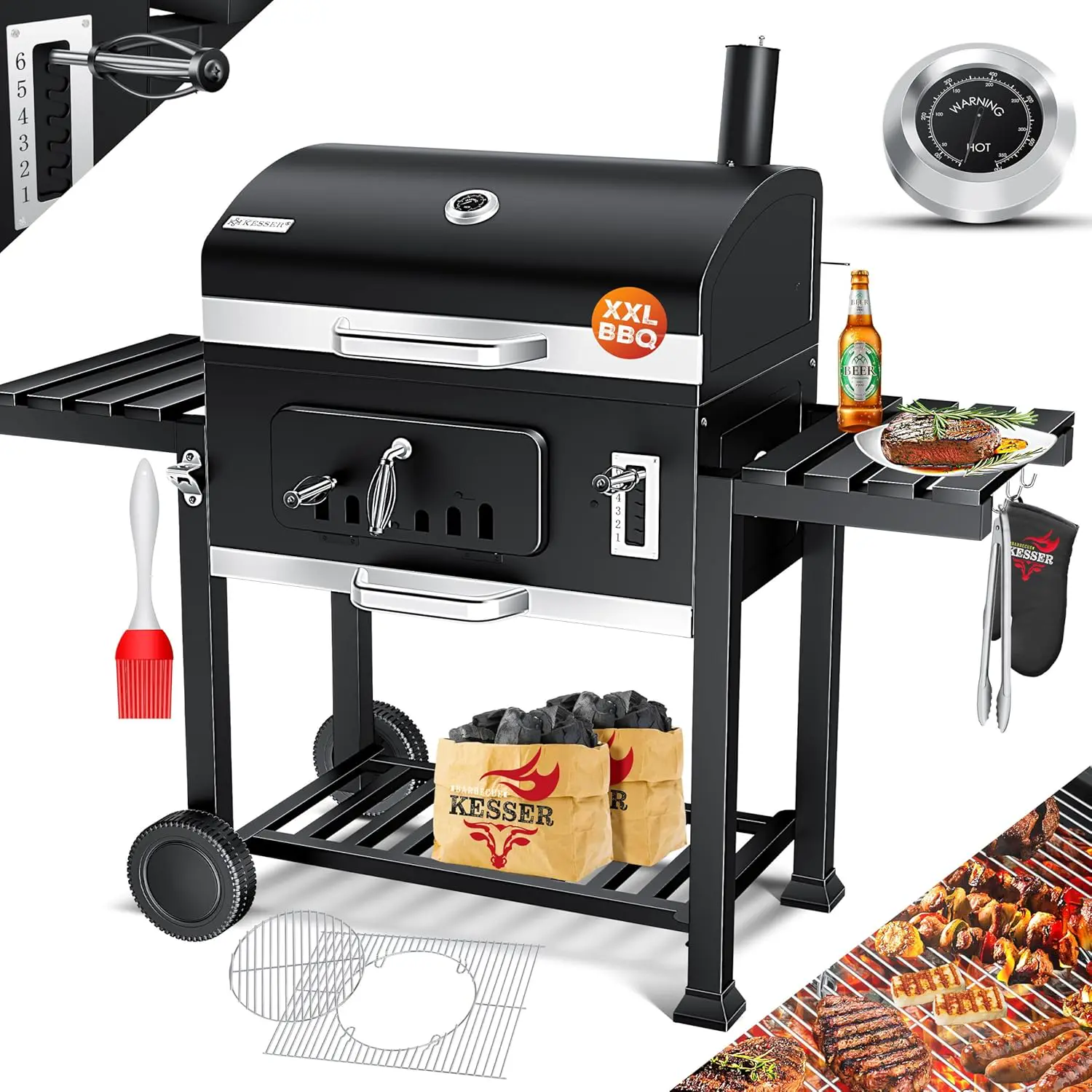 KESSER® Chariot à Barbecue | Grill XXL à Charbon de Bois avec