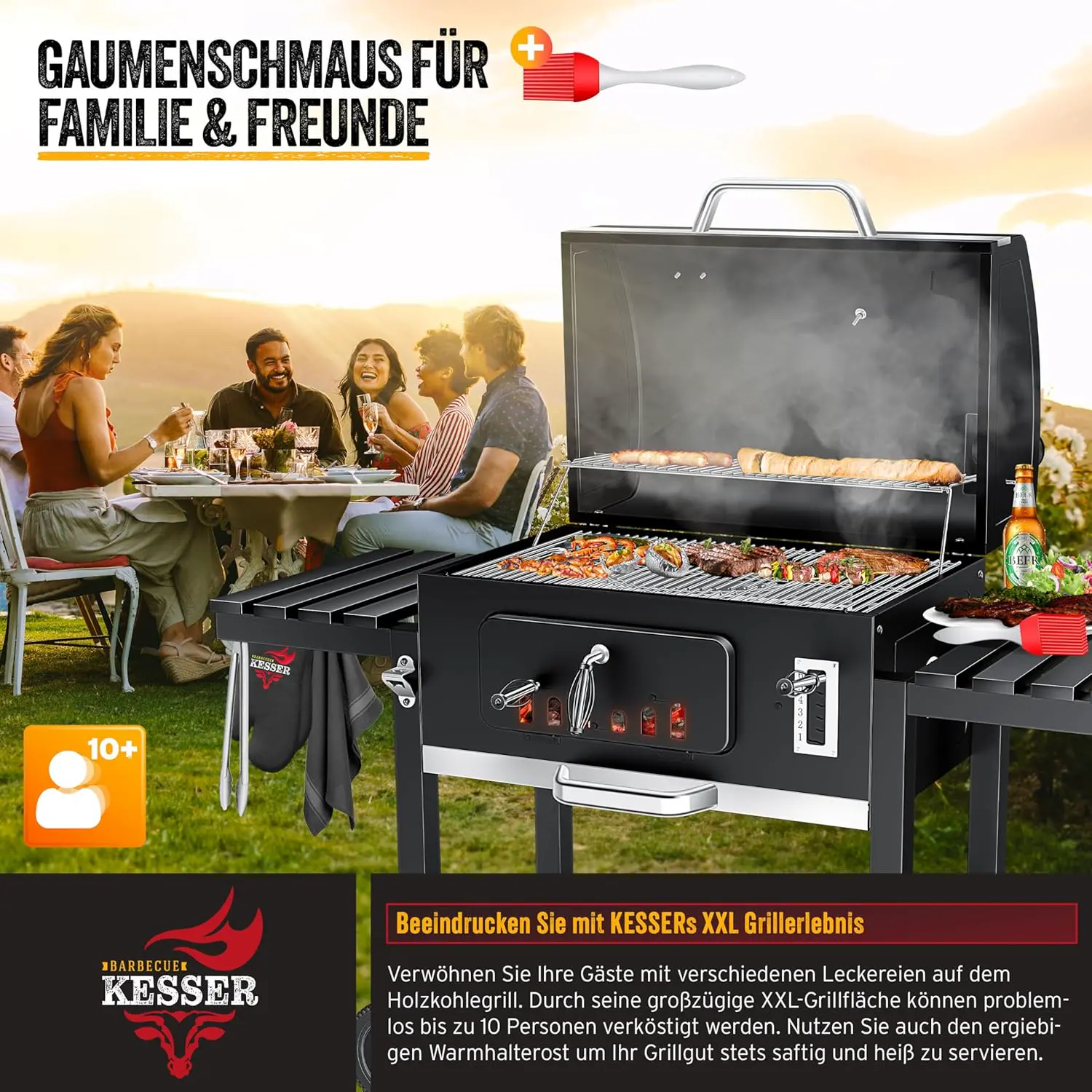 Barbecue à charbon en bois vue 9