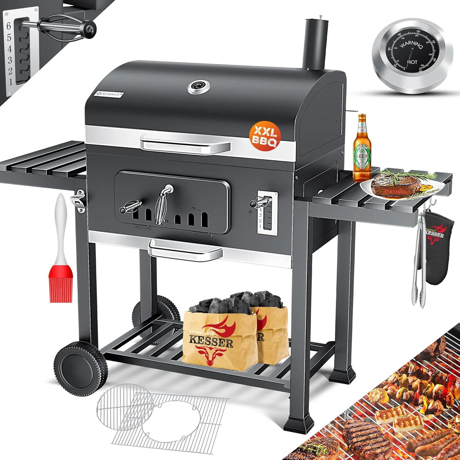 KESSER® Chariot à Barbecue | Grill XXL à Charbon de Bois avec