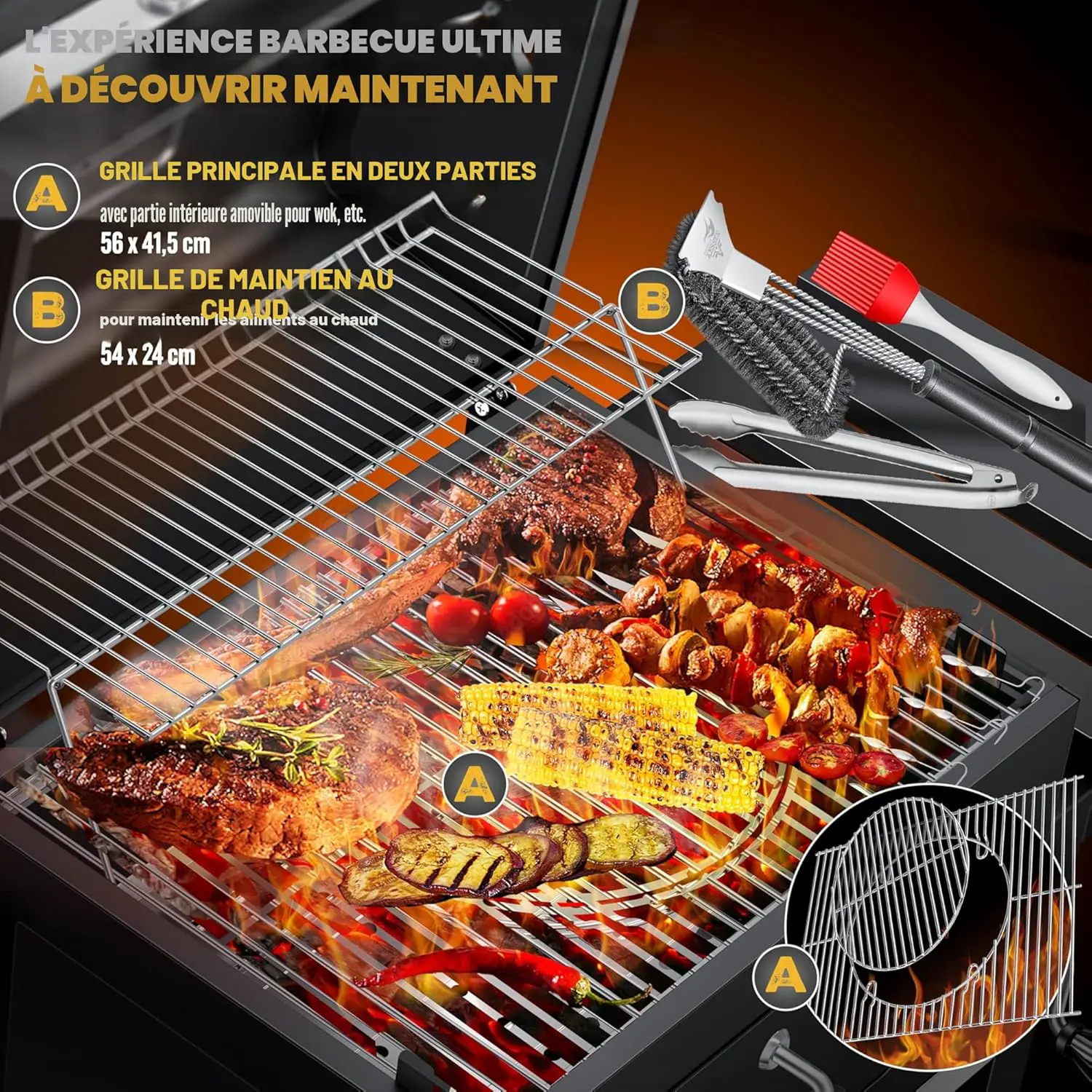 Barbecue à charbon en bois vue 4