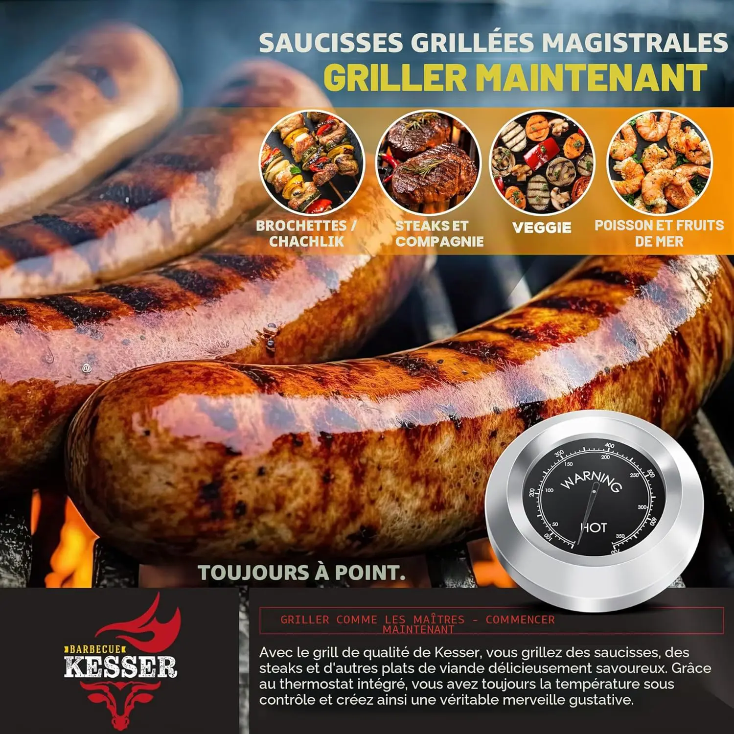 Barbecue à charbon en bois vue 6