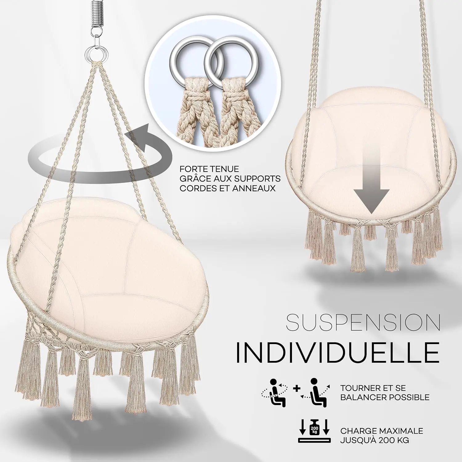 Fauteuils suspendus en métal vue 3