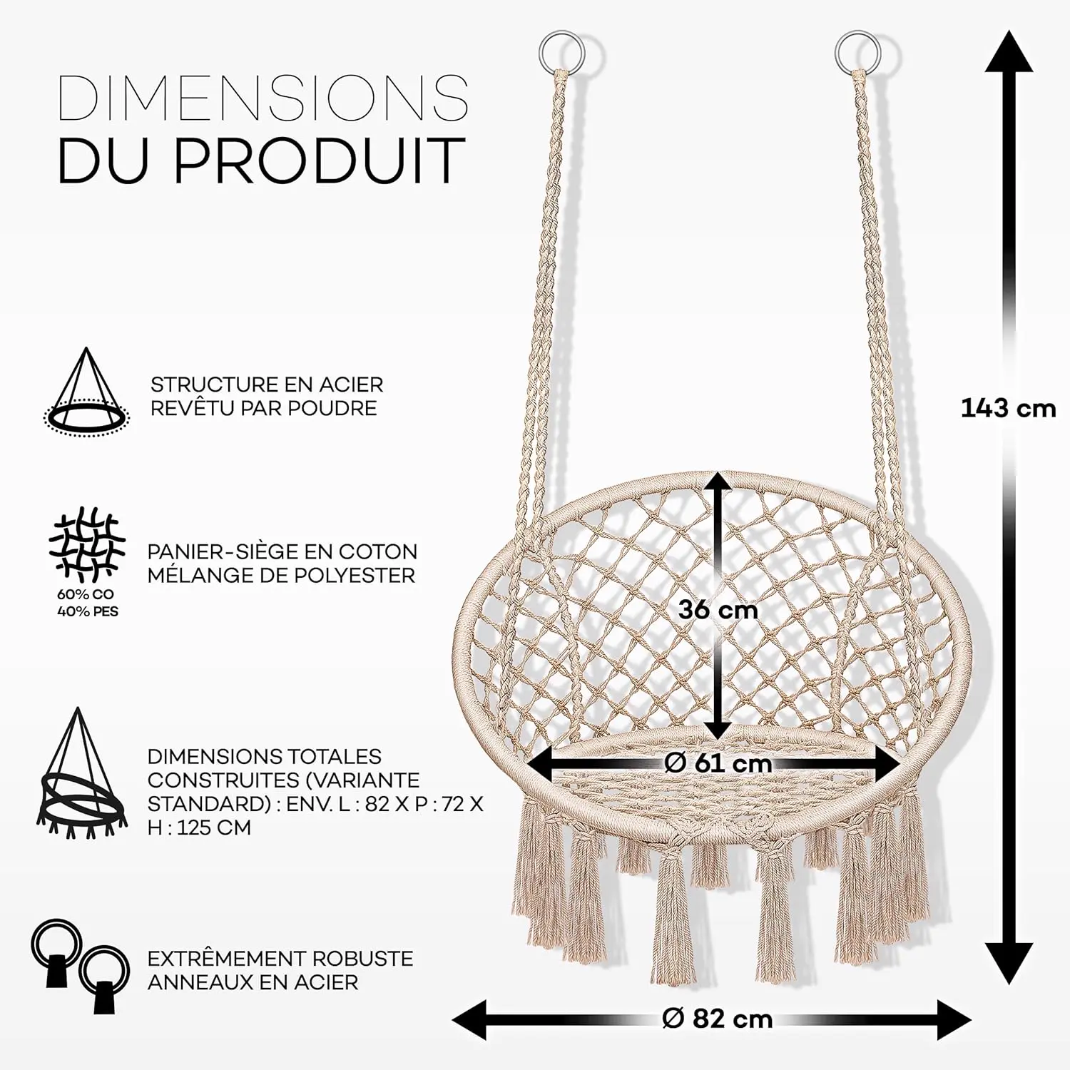 Fauteuils suspendus en métal vue 5