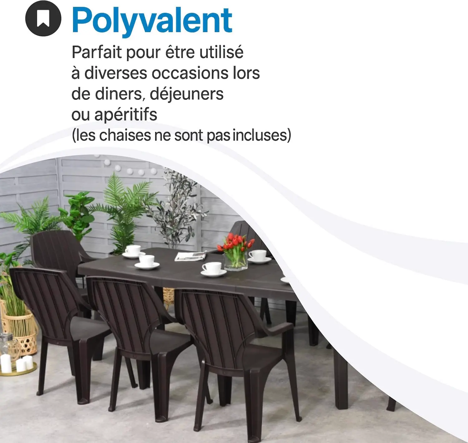 Table de jardin 10 places en rotin anthracite vue 6
