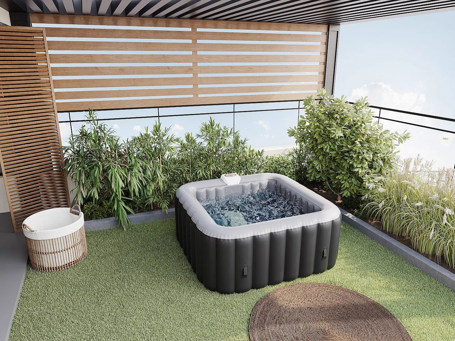 Spa gonflable 4 personnes 4 places gris vue 3