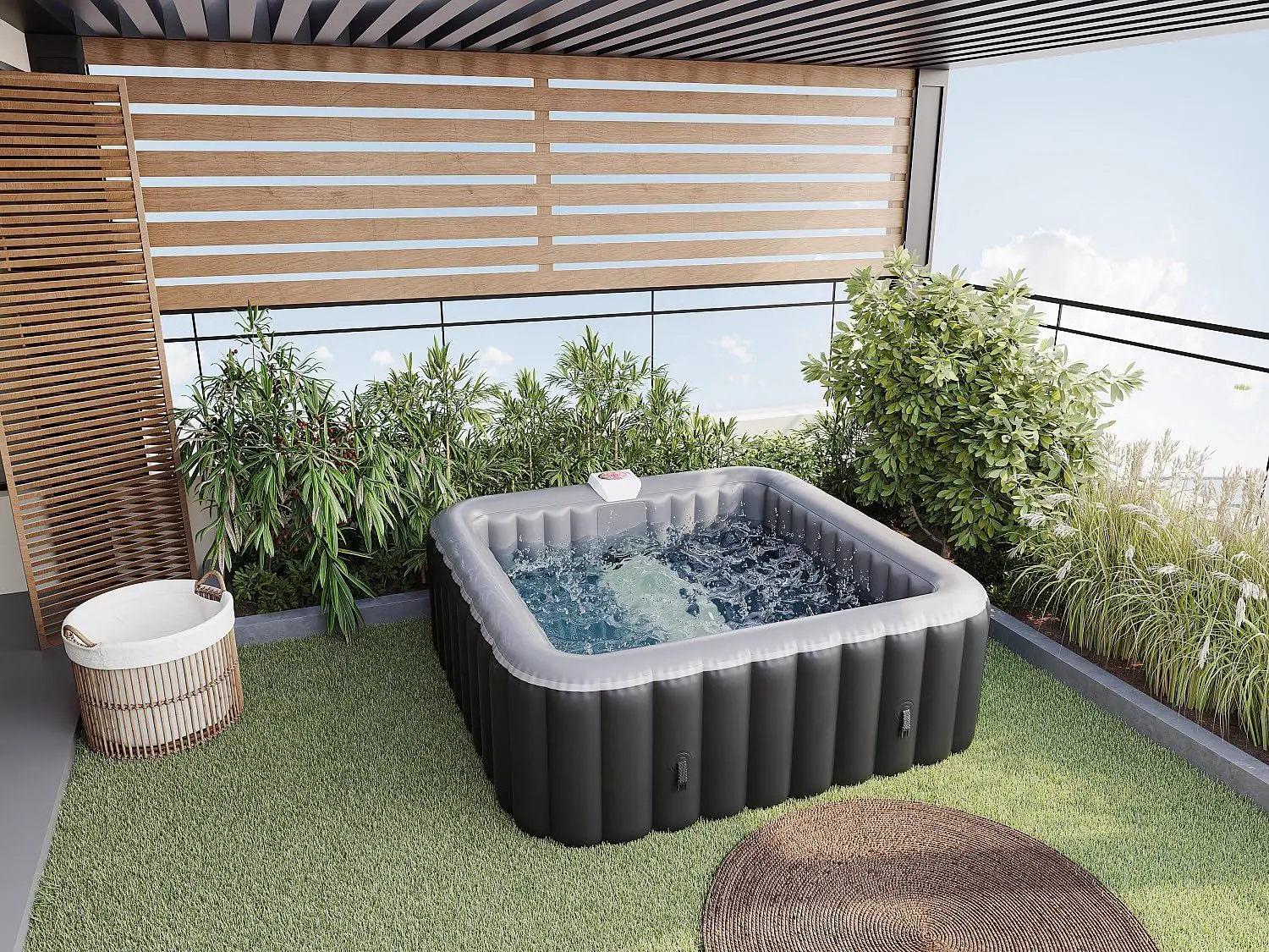 Spa gonflable 6 personnes 6 places gris vue 3