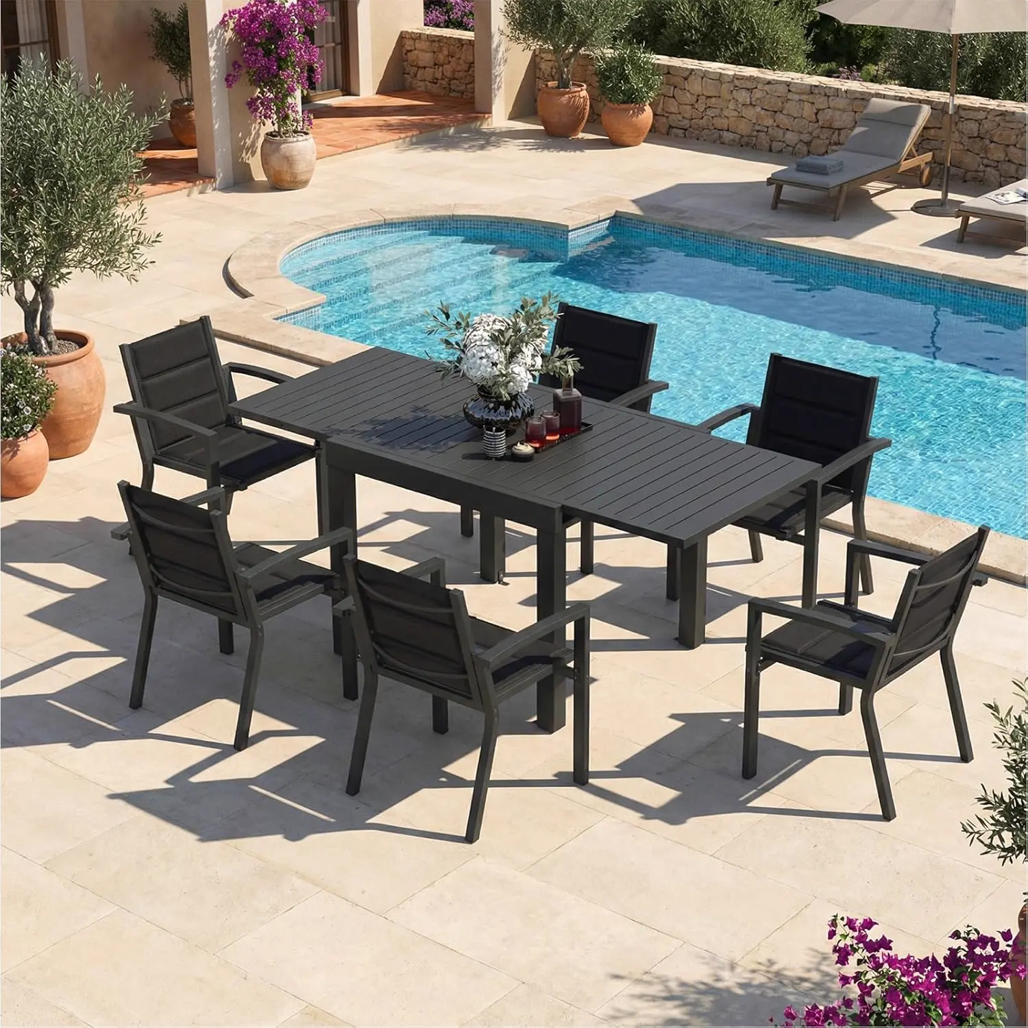 Table de jardin 8 places en aluminium gris vue 8