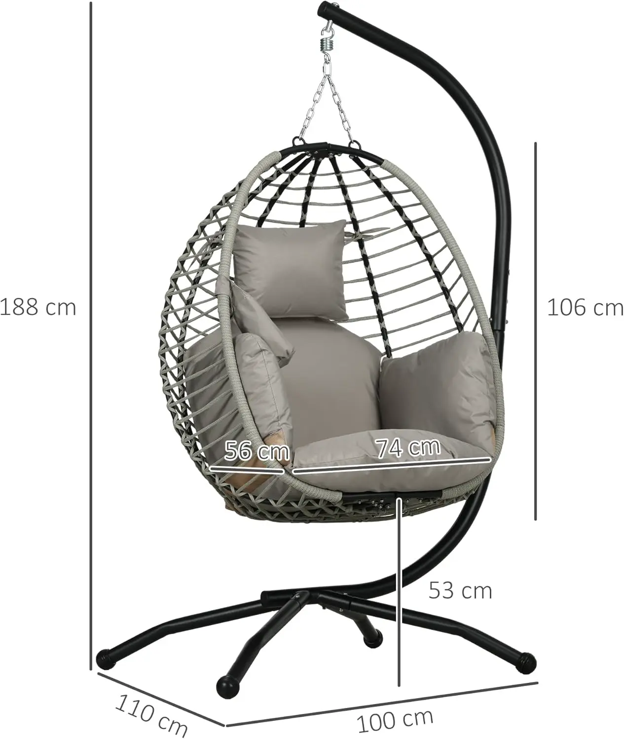 Fauteuils suspendus en métal gris vue 7