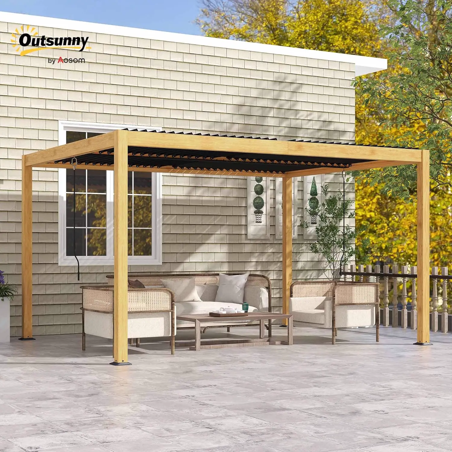 Outsunny Pergola bioclimatique en Aluminium 3 x 4 m pergola Jardin