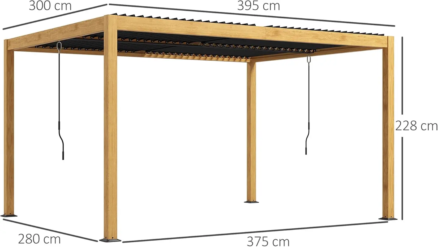 Pergola en aluminium noir 3x4 m vue 7
