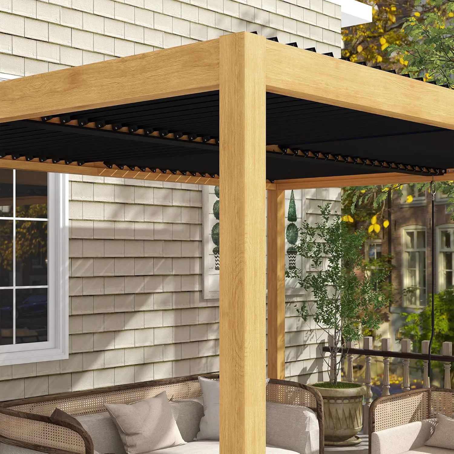 Pergola en aluminium noir 3x4 m vue 8