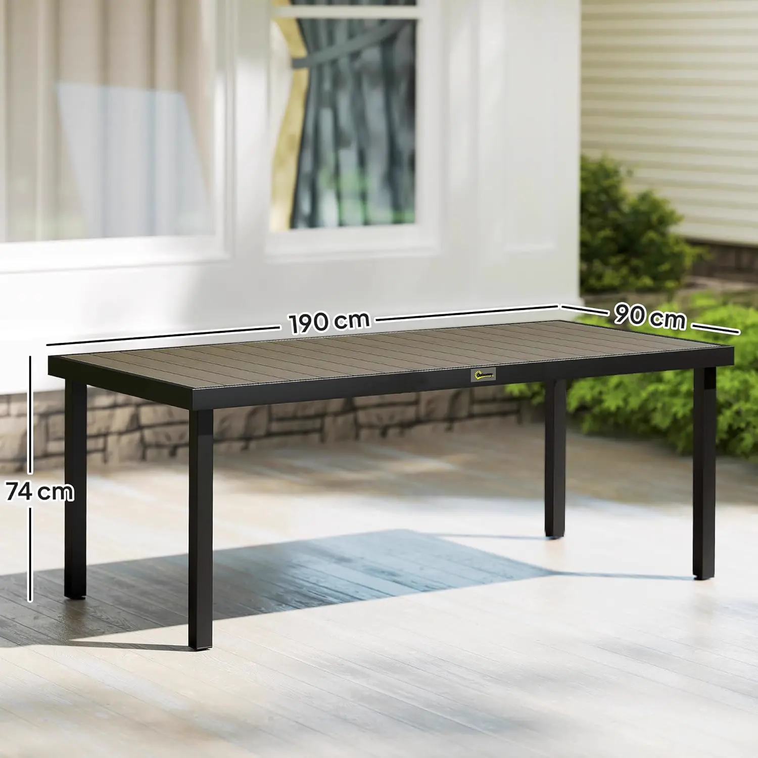 Table de jardin 8 places en aluminium marron vue 3