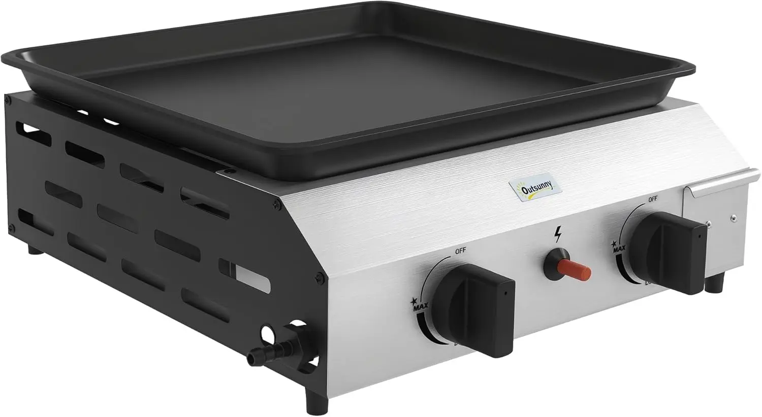 Outsunny Plancha gaz en acier inox émaillé plaque de cuisson 2