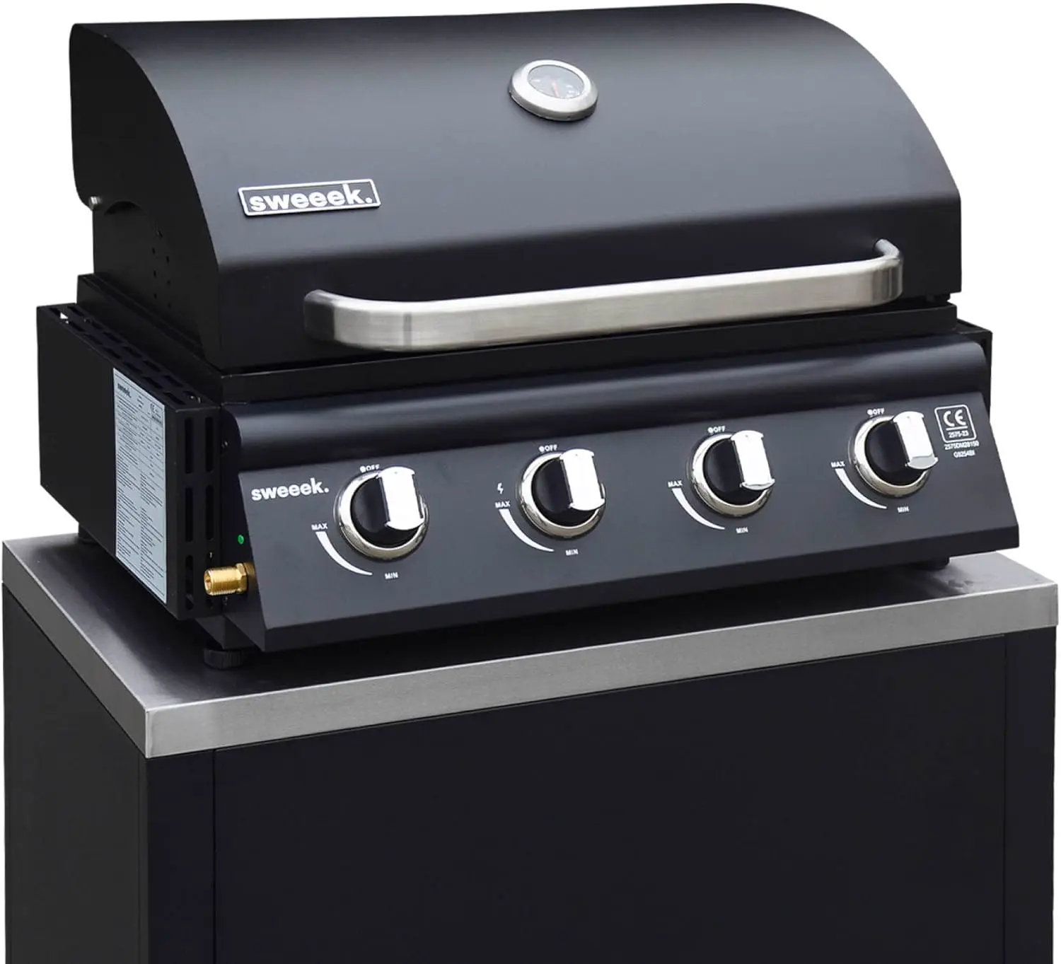 sweeek - Barbecue à gaz avec 4 brûleurs à poser avec récupérateur