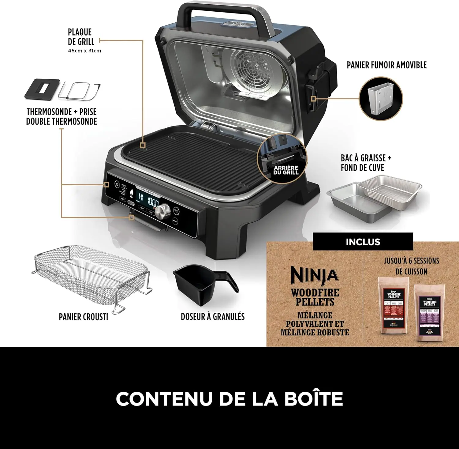 Barbecue électrique en métal noir vue 2