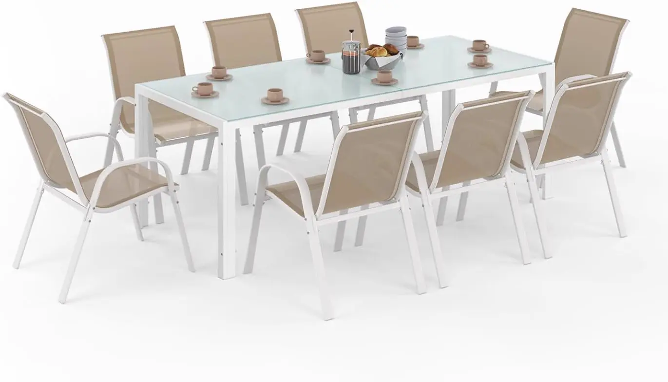 IDMarket - Salon de Jardin Madrid Table 190 cm et 8 chaises