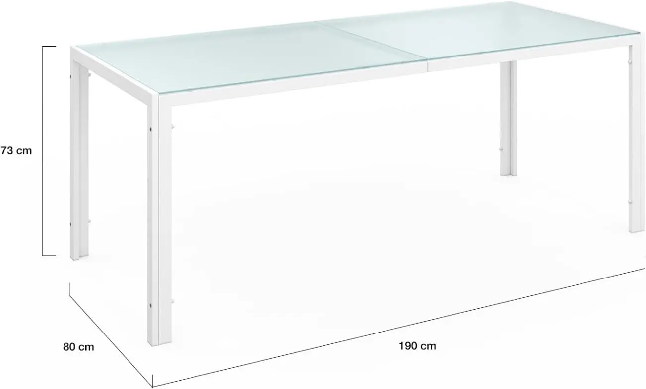 Table de jardin 8 places en métal blanc vue 5