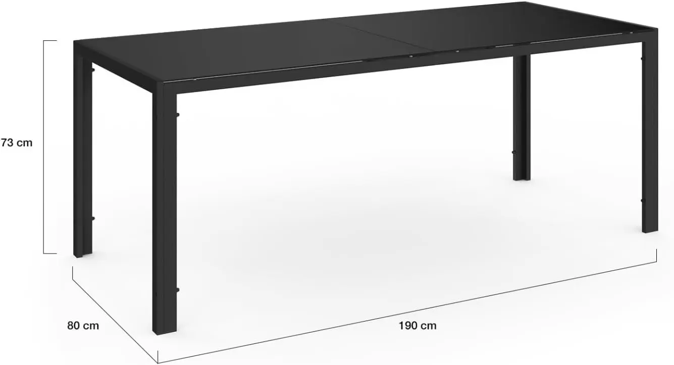 Table de jardin 8 places en métal noir vue 5