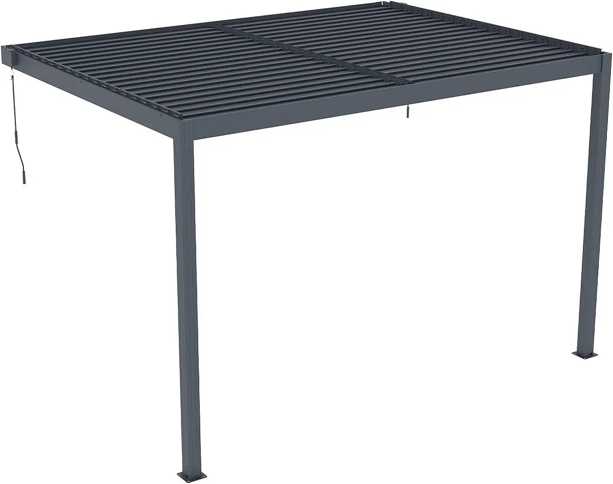Pergola en aluminium gris 11 m² adossée vue 2