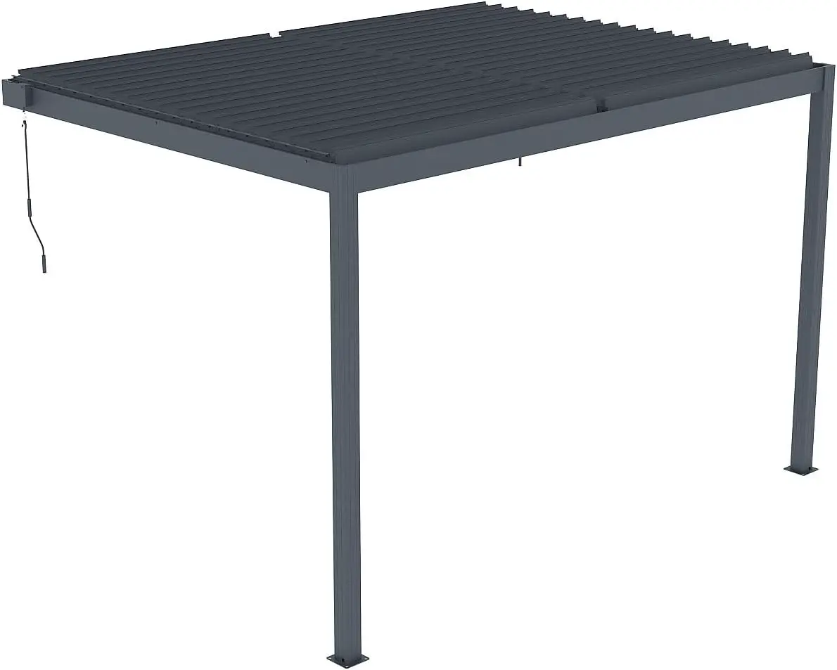 Pergola en aluminium gris 11 m² adossée vue 4