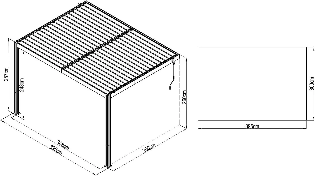 Pergola en aluminium gris 11 m² adossée vue 5
