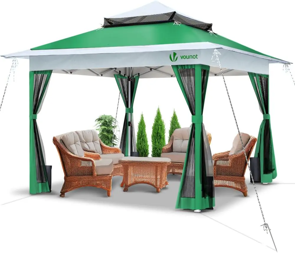 VOUNOT® Tonnelle de Jardin Extérieur 3.6x3.6m avec Moustiquaire