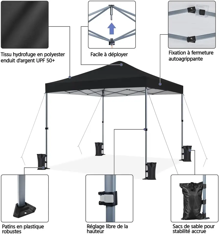 Tonnelle en métal noir 3x3 m vue 4