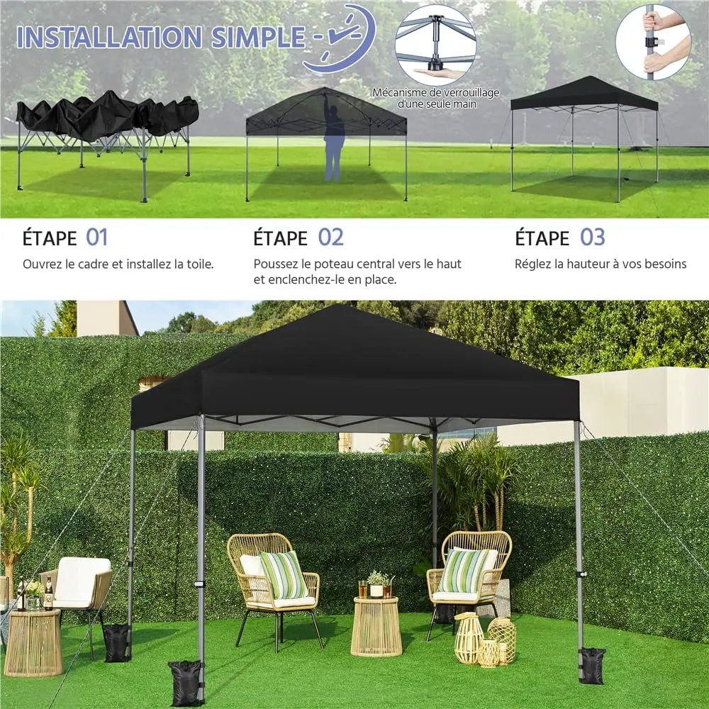 Tonnelle en métal noir 3x3 m vue 9