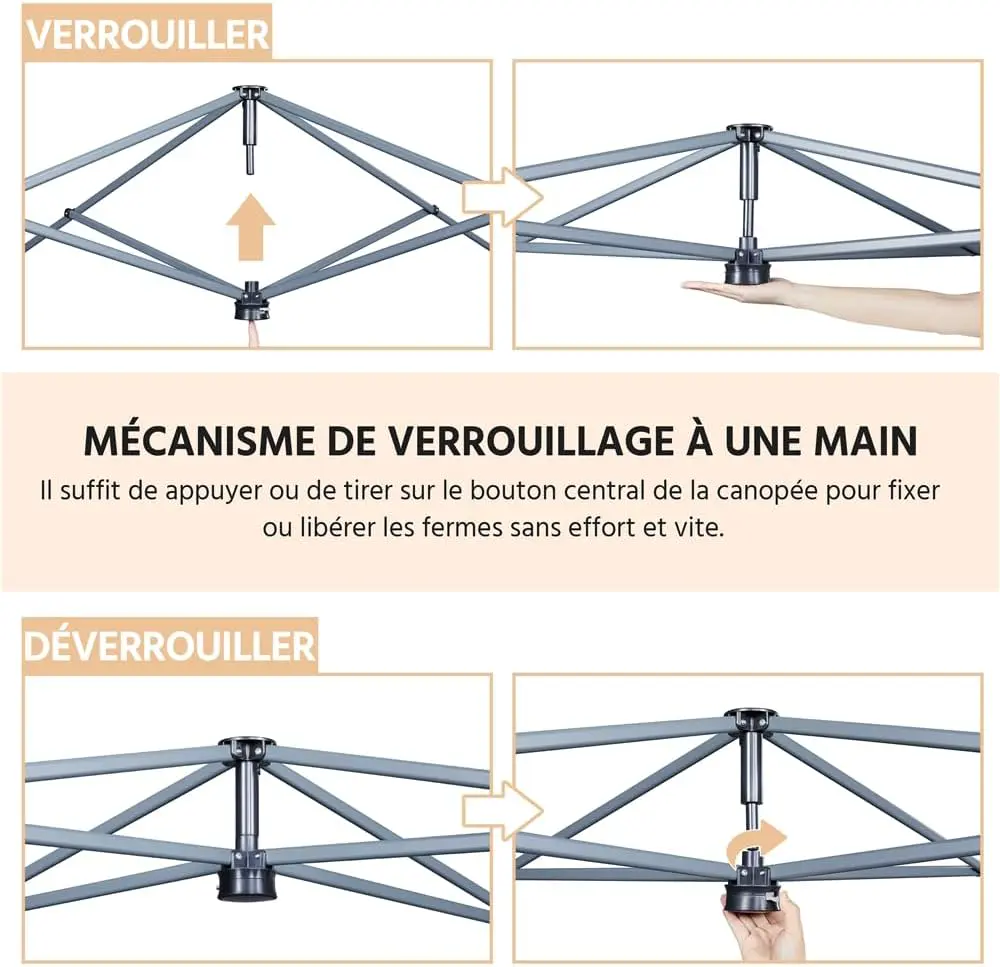 Tonnelle en métal beige 3x3 m vue 5
