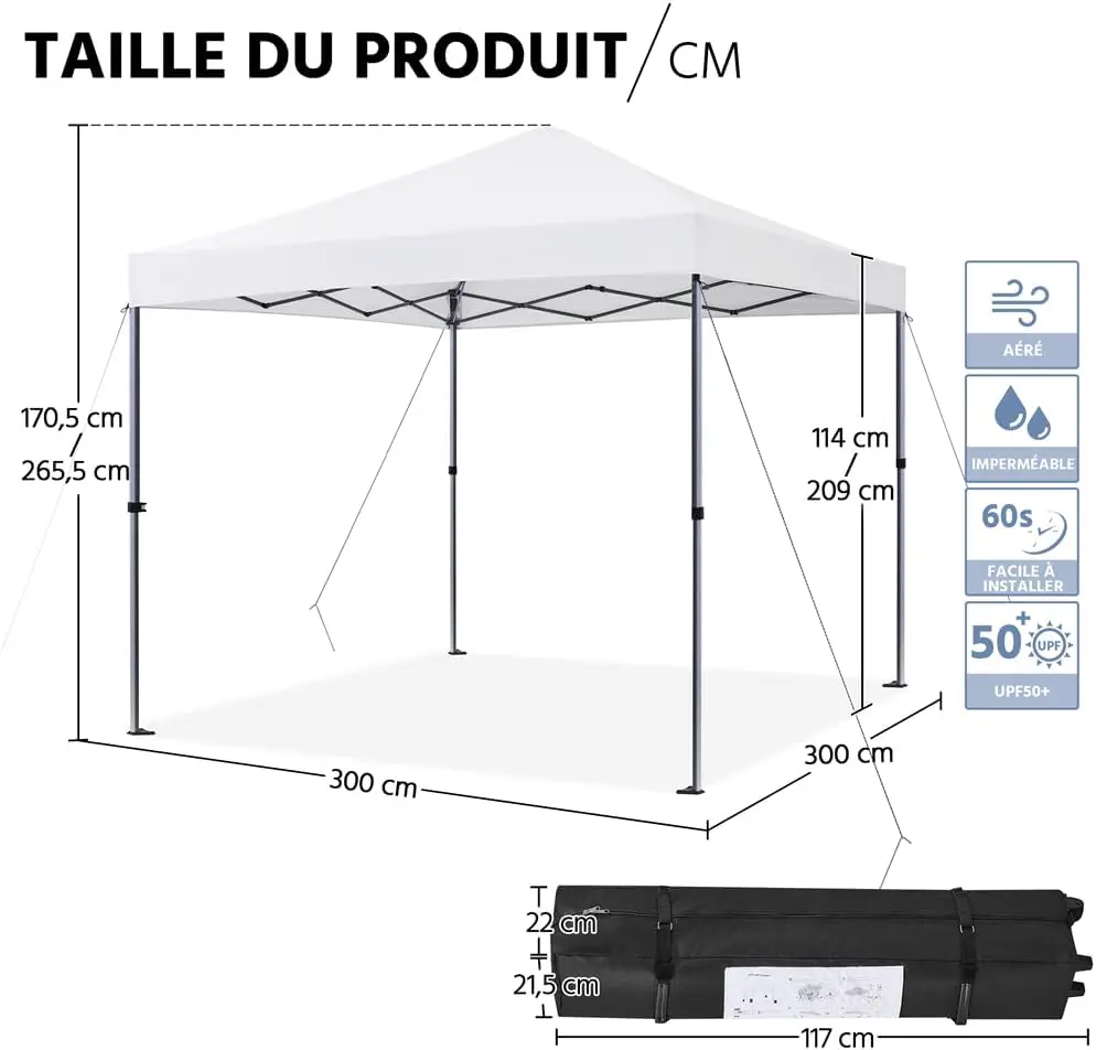 Tonnelle en métal sable 3x3 m vue 3