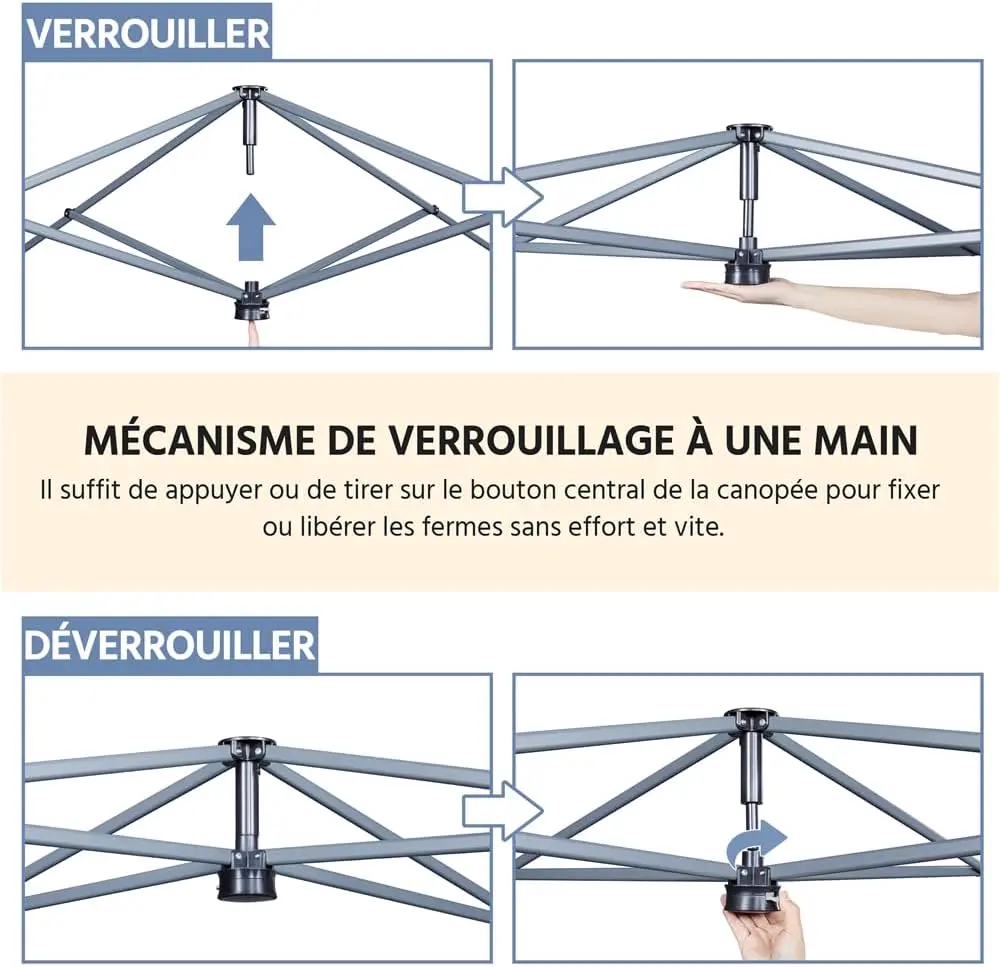 Tonnelle en métal sable 3x3 m vue 6