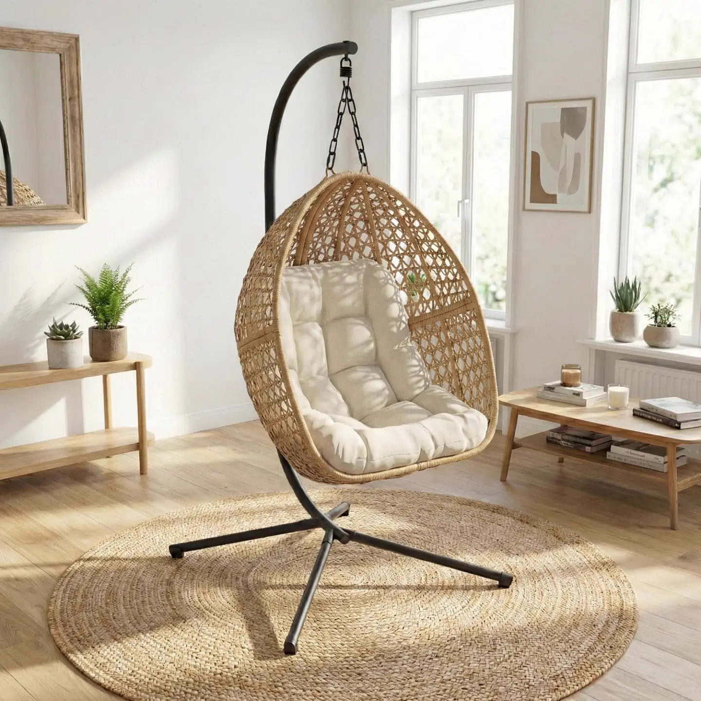 Fauteuils suspendus en rotin noir vue 3
