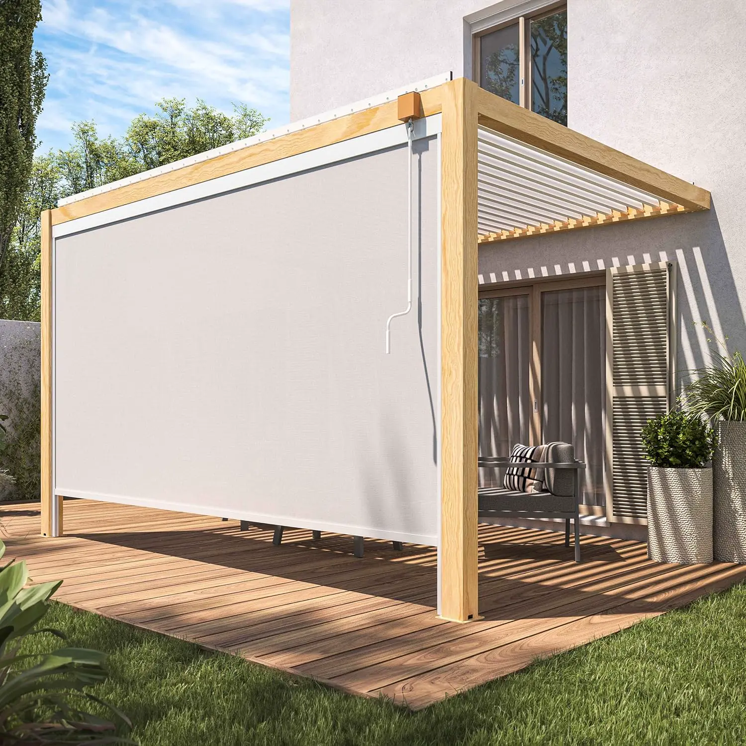 Pergola en aluminium blanc 3,8x2,3 m vue 3