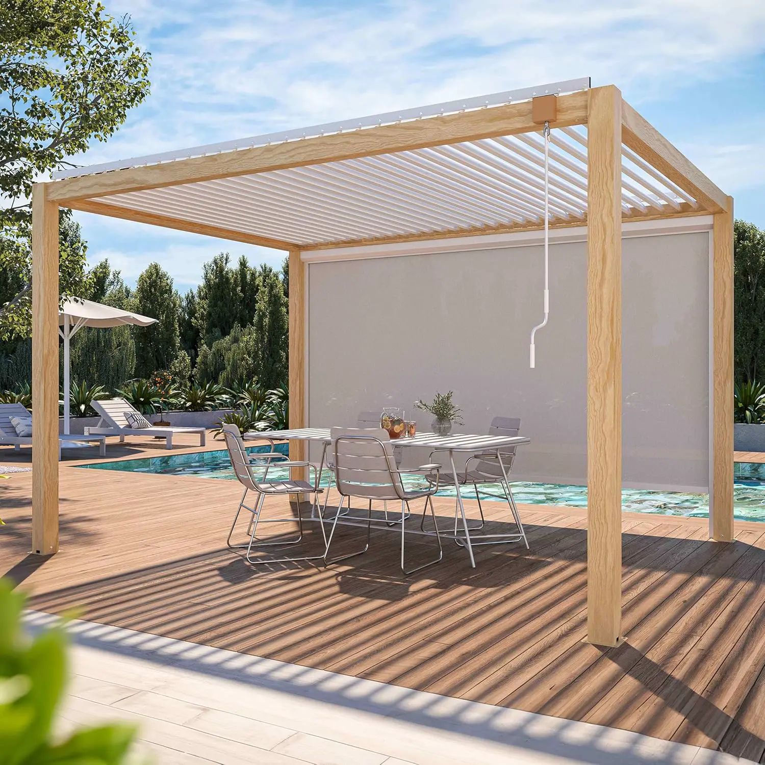Pergola en aluminium blanc 3,8x2,3 m vue 4