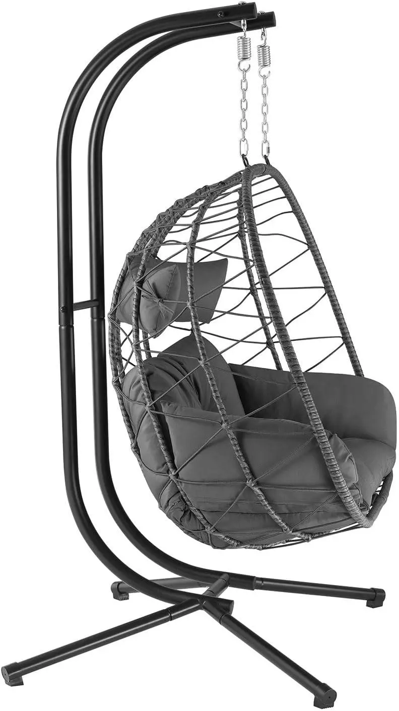 Fauteuils suspendus 2 places en rotin gris vue 6