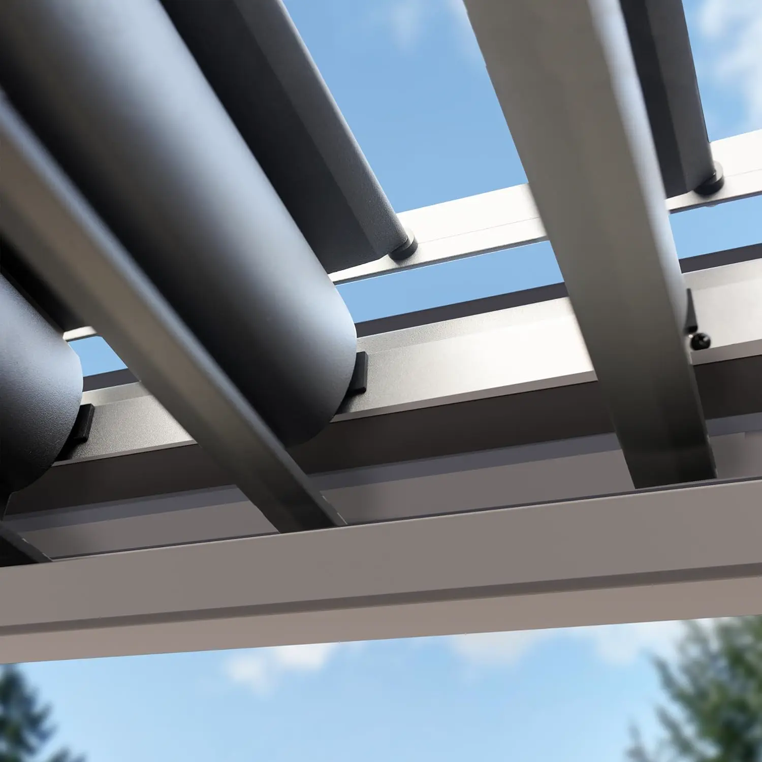 Pergola en aluminium gris 3x6 m vue 7